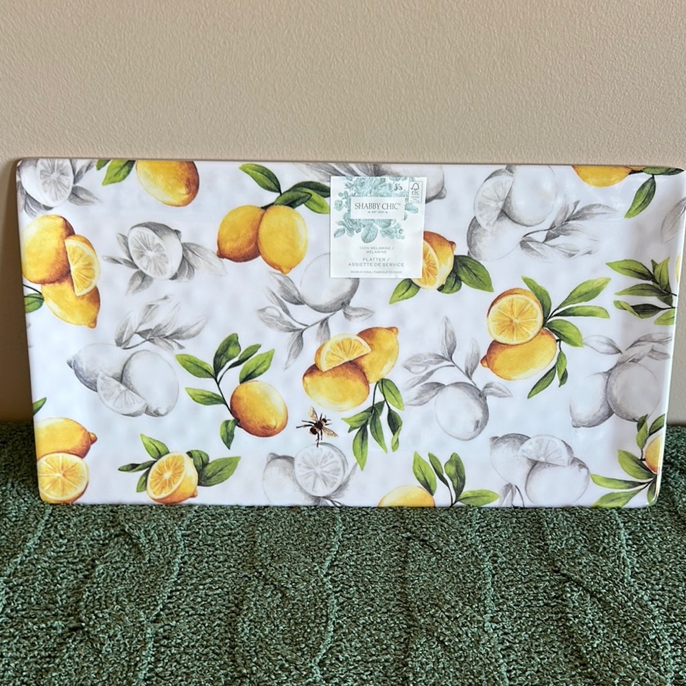 Shabby Chic Melamine Serving Tray Lemon 🍋 Bee 🐝 NEW!